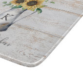 Planche À Découper Élégant Rustique Monogramme Tournesol Eucalyptus (Coin)