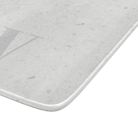 Planche À Découper Élégant Terrazzo Rustique Pierre gris Nom Monogram (Coin)