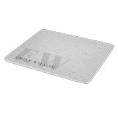 Planche À Découper Élégant Terrazzo Rustique Pierre gris Nom Monogram (Coin)