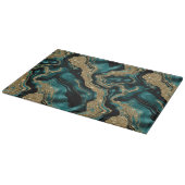 Planche À Découper Élégant Turquoise et Parties scintillant or Motif  (Coin)