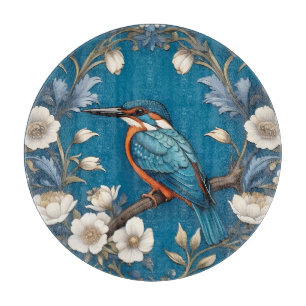 Planche À Découper Élégant turquoise Kingfisher Bird Floral