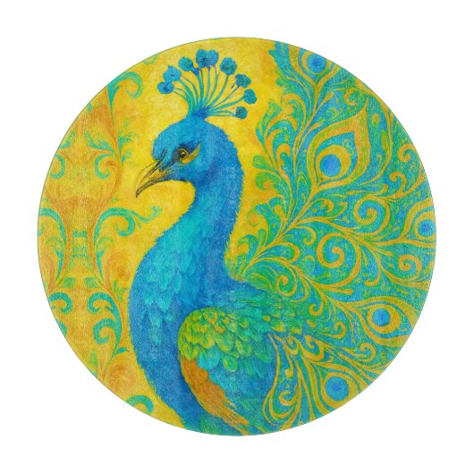 Planche À Découper Elégant Turquoise Peacock Bird Décoratif (Devant)