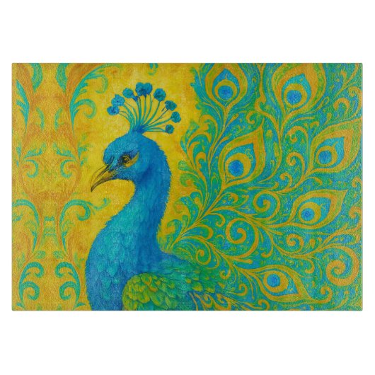 Planche À Découper Elégant Turquoise Peacock Bird Décoratif (Devant)