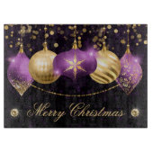Planche À Découper Élégant violet et or Baubles d'hiver Noël (Devant)