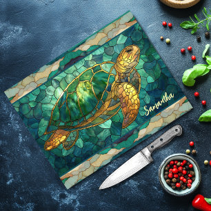 Planche À Découper Élégante Art de Tortue en Verre Coloré de Style Co