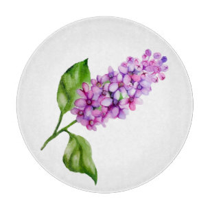 Planche À Découper Élégante branche lilas aquarelle