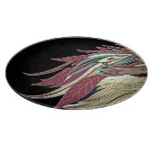 Planche À Découper Elégante feuille de plume abstrait noir turquoise  (Coin)