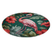 Planche À Découper Elégante Flamant rose Hibiscus Fleurs Emerald Gree (Coin)