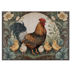 Planche À Découper Élégante Mère Hen Avec Poussins