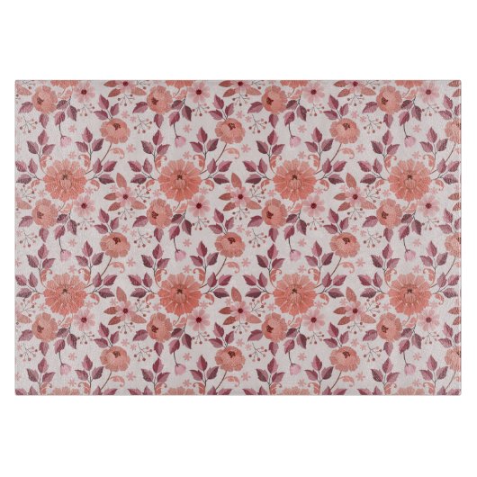 Planche À Découper Élégantes fleurs roses vintage  (Devant)