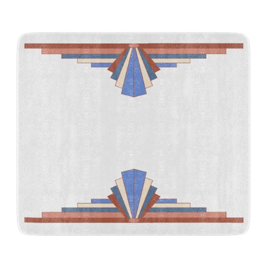 Planche À Découper Éléments Art déco en or rose & bleu (Devant)