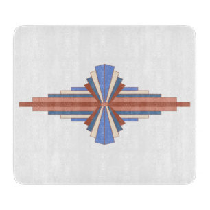 Planche À Découper Éléments Art déco en or rose & bleu