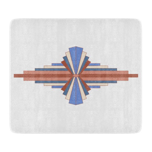 Planche À Découper Éléments Art déco en or rose & bleu (Devant)