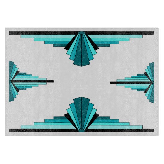 Planche À Découper Éléments Art déco en vert turquoise (Devant)