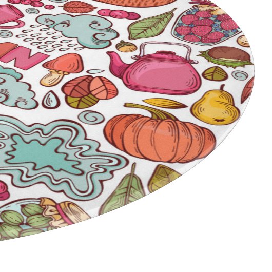 Planche À Découper Eléments d'automne mignons tirés à la main (Coin)