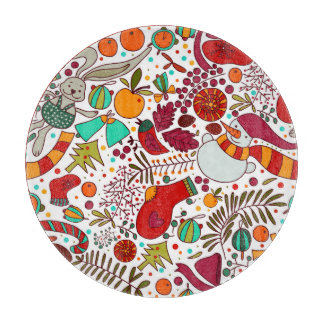 Planche À Découper Éléments de Noël festifs Design sans couture