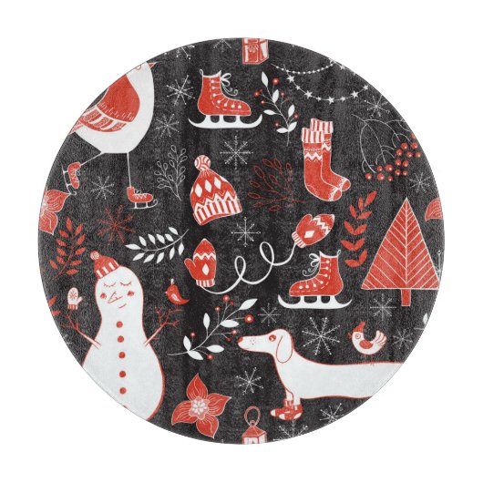 Planche À Découper Eléments hivernaux : Mignonne Main Dessinée. (Devant)