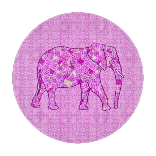 Planche À Découper Eléphant à fleurs - orchidée et magenta (Devant)