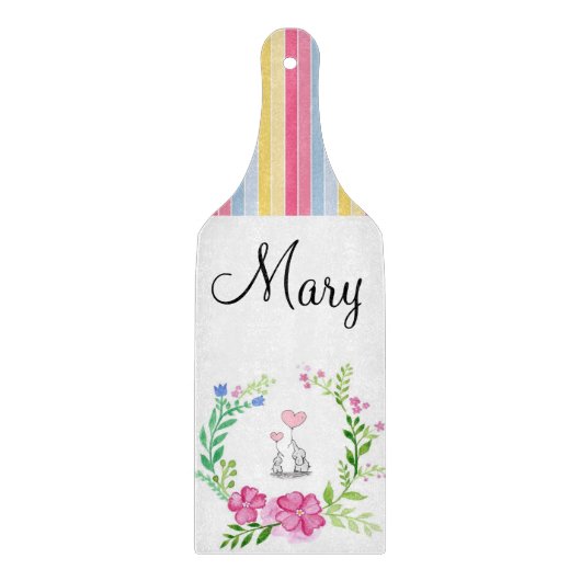 Planche À Découper Eléphant à rayures colorées en verre (Devant)