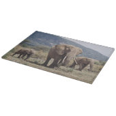 Planche À Découper Éléphant de mère marchant avec le veau d'éléphant (Coin)