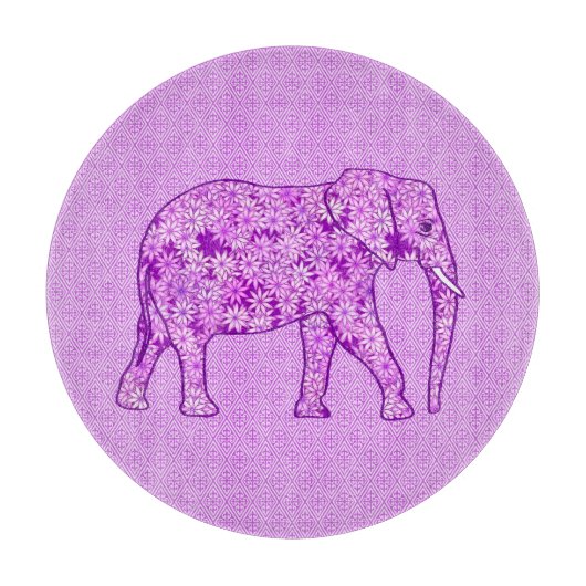 Planche À Découper Eléphant fleur - améthyste violet (Devant)
