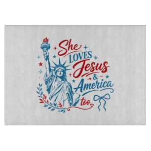 Planche À Découper Elle aime Jésus et l'Amérique aussi le 4 juillet C