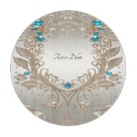 Embellising Gold Blue Stones Cutting Board