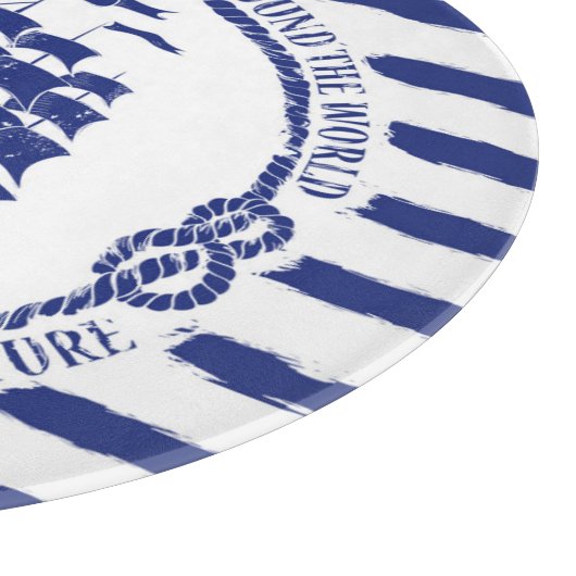 Planche À Découper Emblème nautique avec le bateau de navigation (Coin)