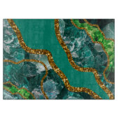 Planche À Découper Emerald Green & Gold Agate Parties scintillant (Devant)