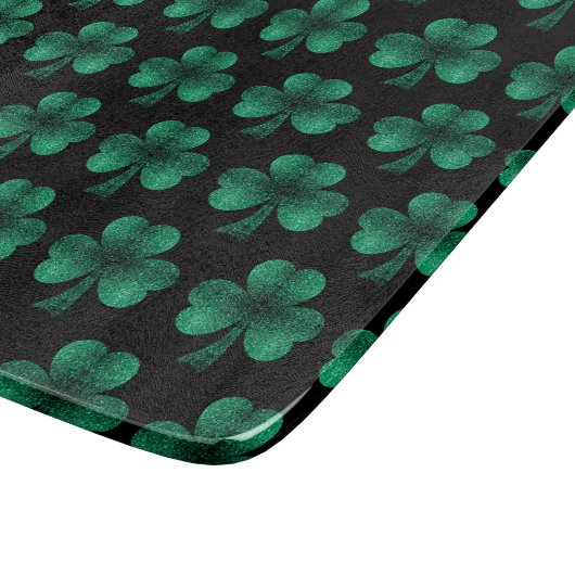 Planche À Découper Emerald Green Sparkles Shamrock motif noir (Coin)