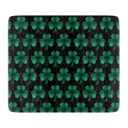 Planche À Découper Emerald Green Sparkles Shamrock motif noir (Devant)