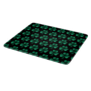 Planche À Découper Emerald Green Sparkles Shamrock motif noir