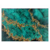 Planche À Découper Emerald Jade Gold Splatter Abstrait (Devant)