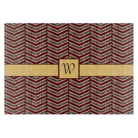 Planche À Découper Empreinte de léopard Chevron Glass Cutting Board (Devant)