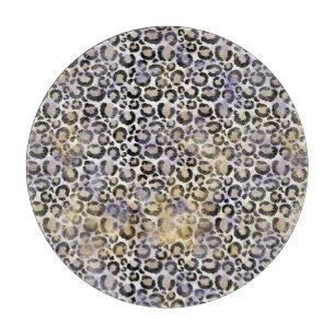 Planche À Découper Empreinte de léopard d'or violet