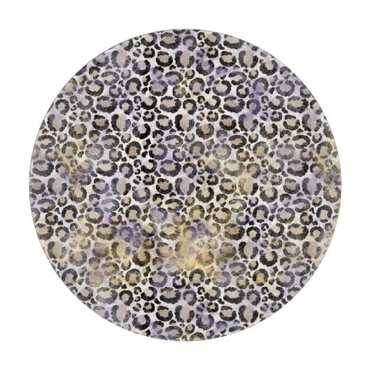 Planche À Découper Empreinte de léopard d'or violet (Devant)