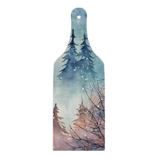 Planche à découper en art d'hiver à l'aquarelle (Devant)