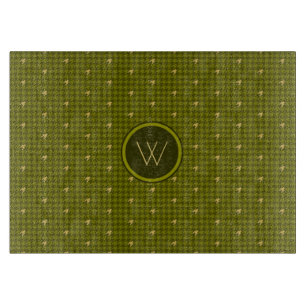 Planche à découper en damier à accent doré olive