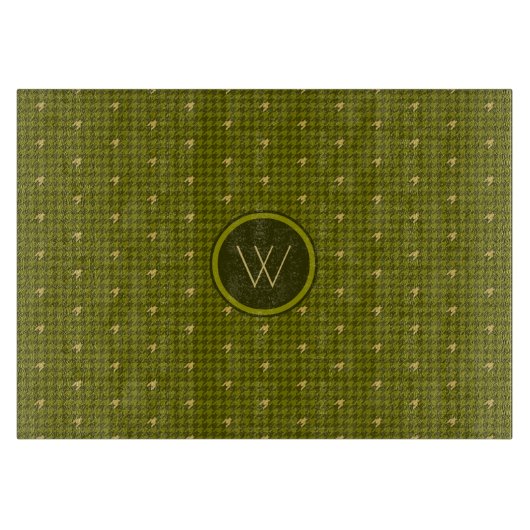 Planche à découper en damier à accent doré olive (Devant)