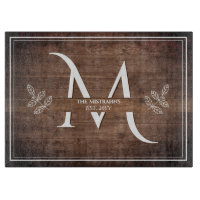 Planche à découper en faux bois à monogramme Éléga