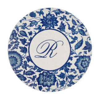 Planche à découper en fleurs de Chine bleu