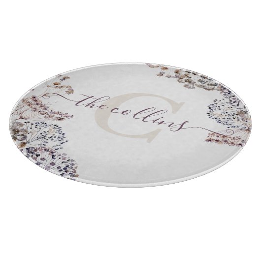 Planche à découper en fleurs séchées avec monogram (Coin)