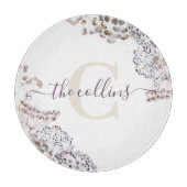 Planche à découper en fleurs séchées avec monogram (Devant)