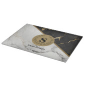 Planche à découper en marbre monogramme sophistiqu (Coin)