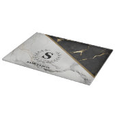 Planche à découper en marbre monogramme sophistiqu (Coin)