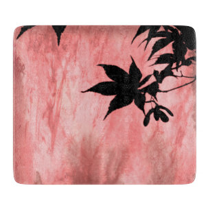 Planche à découper en marbre rouge silhouette Feui