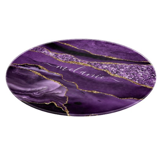 Planche à découper en paillettes dorées violettes (Coin)