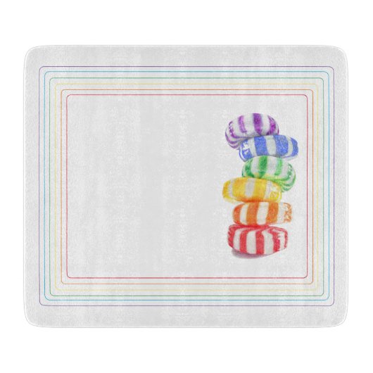 Planche à découper en verre 6x7 RAINBOW CANDY (Devant)
