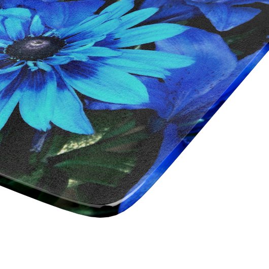 Planche à découper en verre à fleurs bleues (Coin)