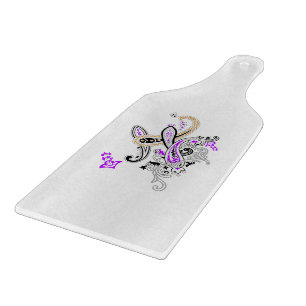Planche à découper en verre à motifs botaniques de